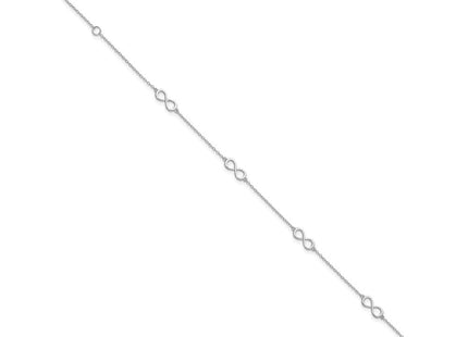 Sterling Silver Rhodium-plated Infinity 10in Plus 2in ext Anklet (Style QG4721-9)