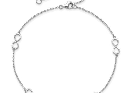 Sterling Silver Rhodium-plated Infinity 10in Plus 2in ext Anklet (Style QG4721-9)