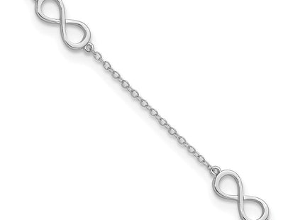 Sterling Silver Rhodium-plated Infinity 10in Plus 2in ext Anklet (Style QG4721-9)