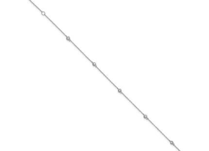Sterling Silver Rhodium-plated Bezel CZ 10in Plus 2in Ext. Anklet (Style QG4726-9)