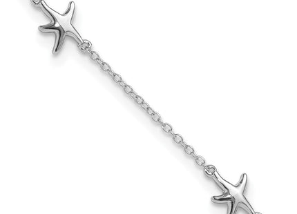 Sterling Silver Rhodium-plated Starfish 10in Plus 2in ext Anklet (Style QG4740-9)