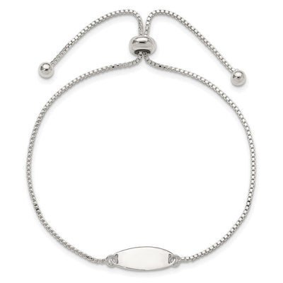 Sterling Silver Polished Bar Adjustable Bracelet