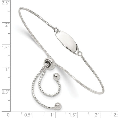 Sterling Silver Polished Bar Adjustable Bracelet