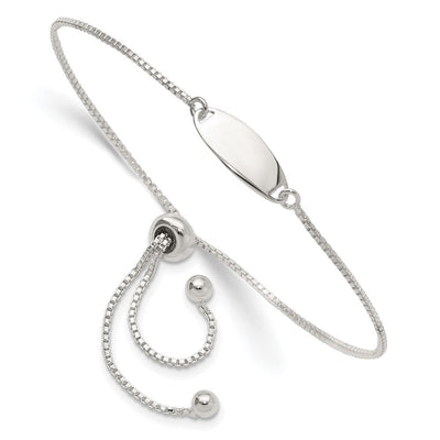 Sterling Silver Polished Bar Adjustable Bracelet