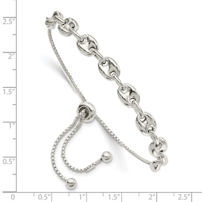 Sterling Silver Polished Link Adjustable Bracelet