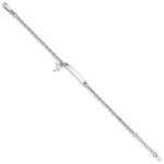 Sterling Silver RH-plated Cross Syn Pearl 6in Plus1in Ext. ID Bracelet view 2