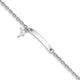 Sterling Silver RH-plated Cross Syn Pearl 6in Plus1in Ext. ID Bracelet