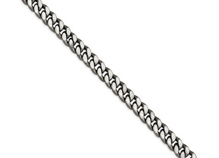 Sterling Silver Ruthenium/Antiqued Brushed Curb Link Bracelet (Style QG4871-8.5)