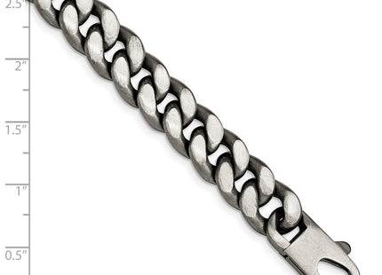 Sterling Silver Ruthenium/Antiqued Brushed Curb Link Bracelet (Style QG4871-8.5)