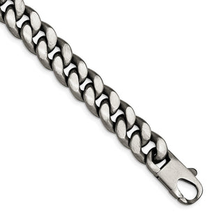 Sterling Silver Ruthenium/Antiqued Brushed Curb Link Bracelet (Style QG4871-8.5)