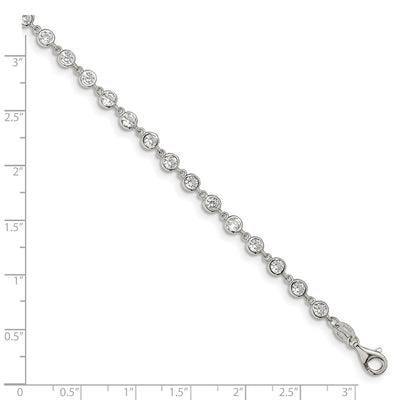 Sterling Silver Rhodium-plated W/ 1 in ext. CZ Bracelet