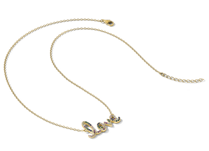 Prizma Sterling Silver Gold-tone 14K Flash Gold-plated Colorful CZ LOVE Necklace with Extender