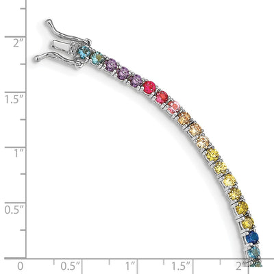 Prizma Sterling Silver Rhodium-plated Colorful CZ Tennis Bracelet