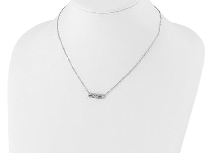 Sterling Silver Rhodium-plated CZ Bar w/ 2in ext. Necklace (Style QG5134-16.5)