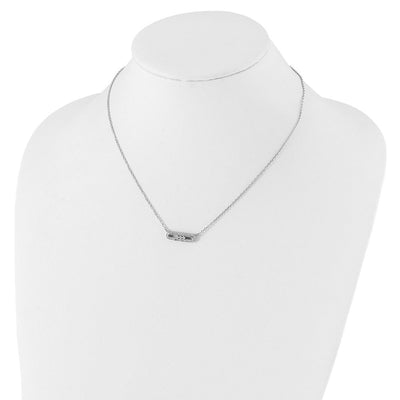 Sterling Silver Rhodium-plated CZ Bar w/ 2in ext. Necklace, 18.5 x 6mm