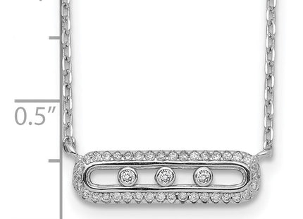 Sterling Silver Rhodium-plated CZ Bar w/ 2in ext. Necklace (Style QG5134-16.5)
