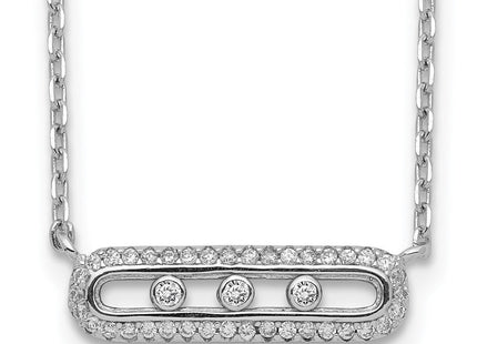 Sterling Silver Rhodium-plated CZ Bar w/ 2in ext. Necklace (Style QG5134-16.5)
