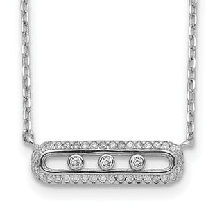Sterling Silver Rhodium-plated CZ Bar w/ 2in ext. Necklace (Style QG5134-16.5)