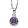 Sterling Silver Rhodium-plated Round Amethyst Necklace
