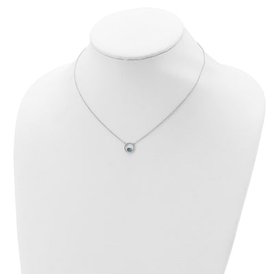 Sterling Silver Rhodium-plated Created Opal Circle w/ 2in ext. Necklace