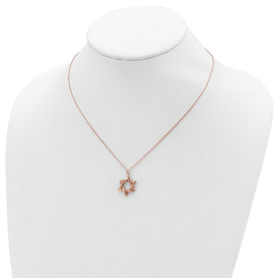 Sterling Silver Rose-tone Star of David Necklace with extension