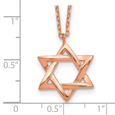 Sterling Silver Rose-tone Star of David Necklace with extension