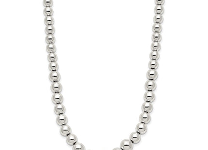 Sterling Silver Polished Beaded Necklace (Style QG5386-18)