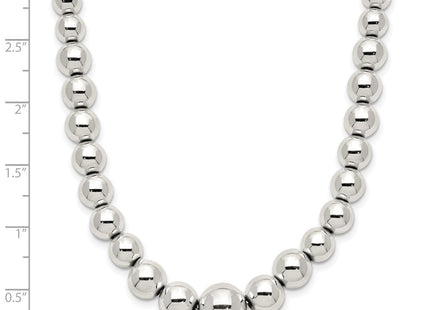 Sterling Silver Polished Beaded Necklace (Style QG5386-18)