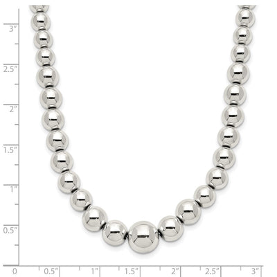 Sterling Silver Polished Beaded Necklace, 18 x 10mm
