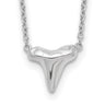 Sterling Silver Rhodium-plated Polished Shark Tooth with a extention Necklace