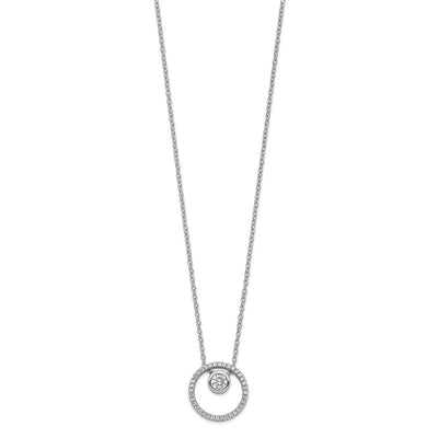 Sterling Silver RH-plated CZ Circle w/1in. Ext. Necklace