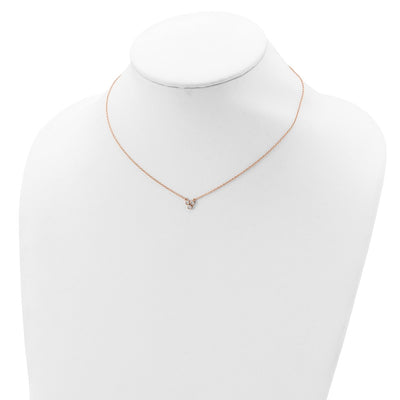Sterling Silver Rose-tone 3-CZ w/ 2in ext Necklace