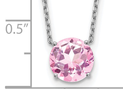 Sterling Silver Rhodium Plated Pink Swarovski Crystal 16. Necklace with extension