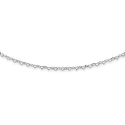 Sterling Silver Polished Hearts Link w/4 in ext Choker