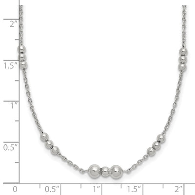 Sterling Silver Polished Beaded Necklace, 36 x 2mm