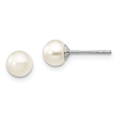 Sterling Silver Madi K Rhodium-plated White Semi-Round Freshwater Cultured Pearl Necklace, Bracelet & Button Post Earrings Set