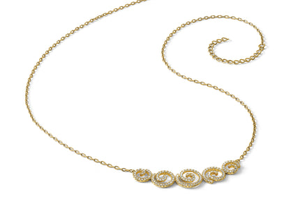Sterling Shimmer Sterling Silver Gold-tone Flash gold-plated 133 Stone CZ Swirls Necklace with extender