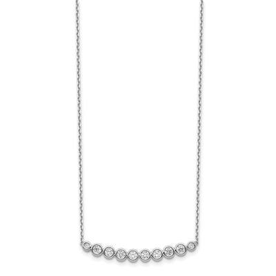 Sterling Shimmer Sterling Silver Rhodium-plated 10 Stone CZ Bar Necklace with extender