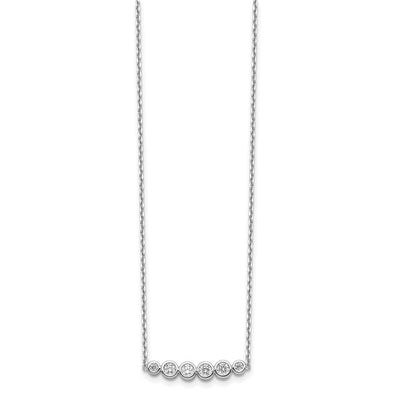Sterling Shimmer Sterling Silver Rhodium-plated 6 Stone CZ Bar Necklace with extender