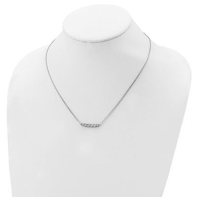 Sterling Shimmer Sterling Silver Rhodium-plated 6 Stone CZ Bar Necklace with extender