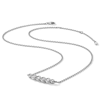 Sterling Shimmer Sterling Silver Rhodium-plated 6 Stone CZ Bar Necklace with extender