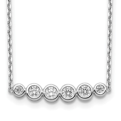 Sterling Shimmer Sterling Silver Rhodium-plated 6 Stone CZ Bar Necklace with extender