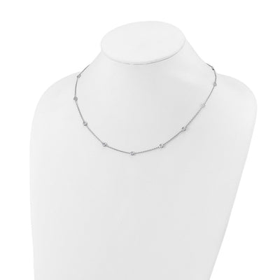 Sterling Shimmer Sterling Silver Rhodium-plated CZ 12 Stone 12 Station with Extension Necklace