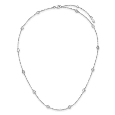 Sterling Shimmer Sterling Silver Rhodium-plated CZ 12 Stone 12 Station with Extension Necklace