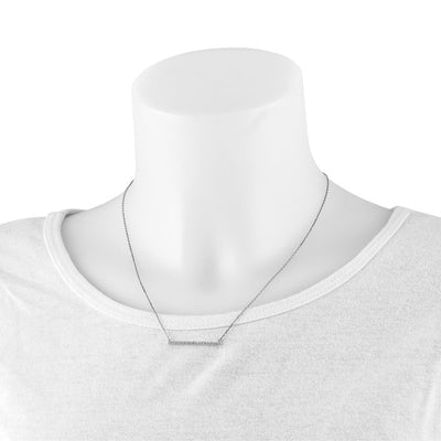 Sterling Shimmer Sterling Silver Rhodium-plated 19 Stone CZ Bar Adjustable to 18 Choker Necklace