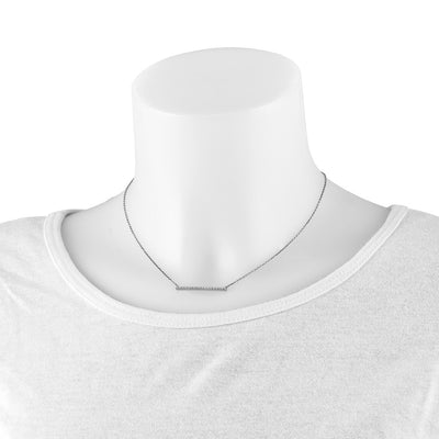 Sterling Shimmer Sterling Silver Rhodium-plated 19 Stone CZ Bar Adjustable to 18 Choker Necklace