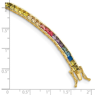 Prizma Sterling Silver Gold-tone 14K Flash Gold-plated Channel-Set Colorful CZ Bangle