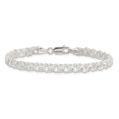 Sterling Silver Polished Triple Rolo Charm Bracelet, 7 x 5mm