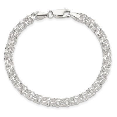 Sterling Silver Polished Triple Rolo Charm Bracelet, 7 x 5mm