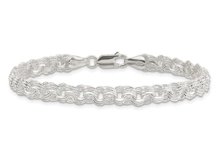 Sterling Silver Polished Triple Link Charm Bracelet